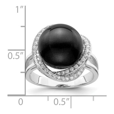 Sterling Silver CZ Shell Ring – view 4