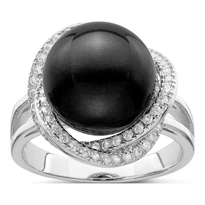 Sterling Silver CZ Shell Ring