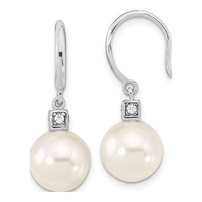 Sterling Silver Shell Pearl & CZ Necklace Earring Set – view 2