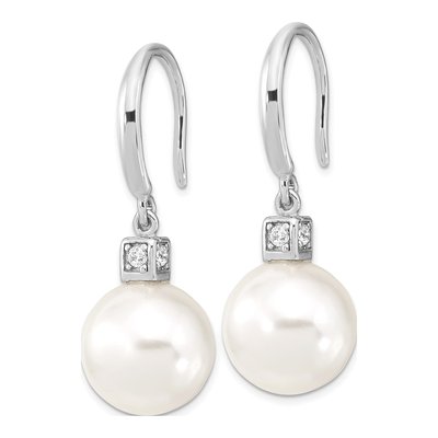 Sterling Silver Shell Pearl & CZ Necklace Earring Set – view 3