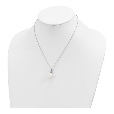 Sterling Silver Shell Pearl & CZ Necklace Earring Set – view 4