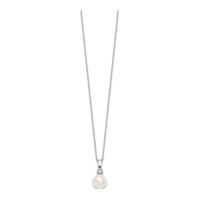 Sterling Silver Shell Pearl & CZ Necklace Earring Set – view 6