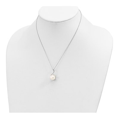 Sterling Silver Shell Pearl & CZ Necklace Earring Set – view 4
