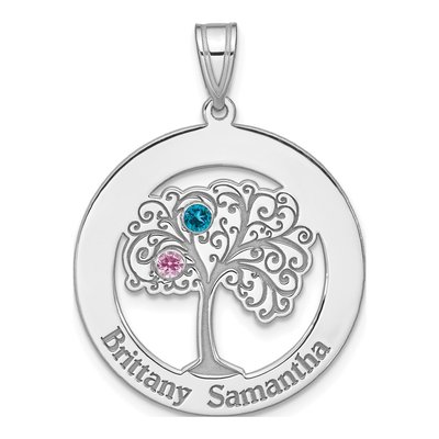 Sterling Silver Personalized 2-Birthstone Bezel Pendant – view 2