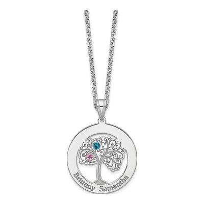 Sterling Silver Personalized 2-Birthstone Bezel Pendant – view 5