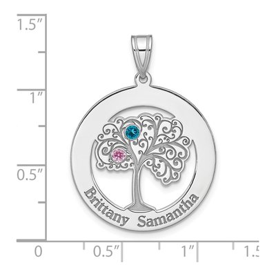 Sterling Silver Personalized 2-Birthstone Bezel Pendant – view 6
