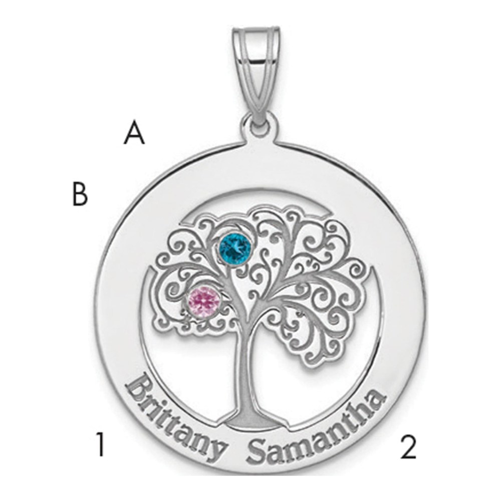 Sterling Silver Personalized 2-Birthstone Bezel Pendant