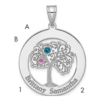 Sterling Silver Personalized 2-Birthstone Bezel Pendant