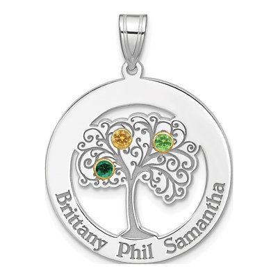Gold-Plated Sterling Silver Personalized 3-Birthstone Family Pendant – view 2