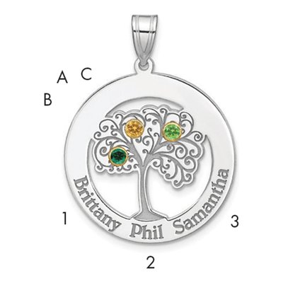 Gold-Plated Sterling Silver Personalized 3-Birthstone Family Pendant
