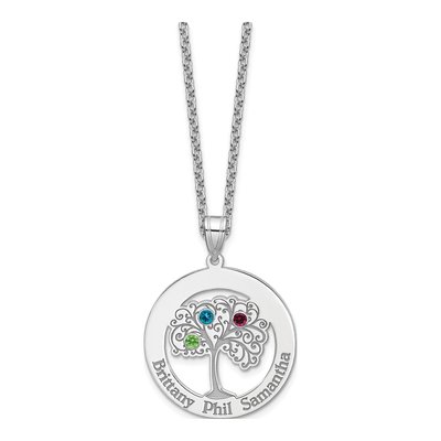Sterling Silver Personalized 3-Birthstone Family Pendant – view 5