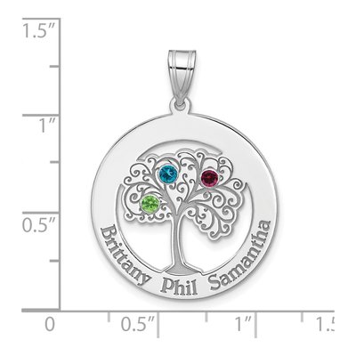 Sterling Silver Personalized 3-Birthstone Family Pendant – view 6