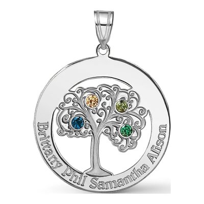 Sterling Silver Personalized 3-Birthstone Family Pendant – view 7