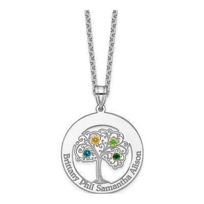 Gold-Plated Sterling Silver Personalized 4-Birthstone Family Pendant – view 5