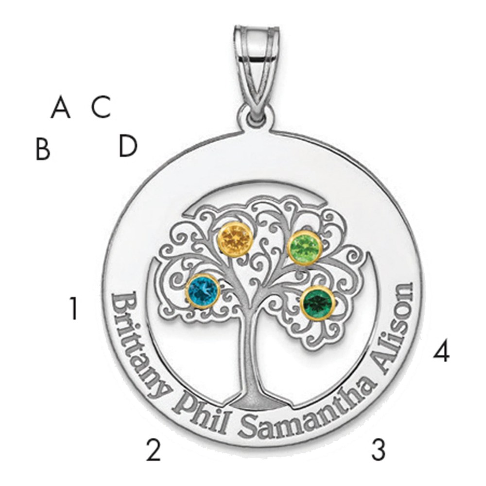 Personalized 4 Birthstone Family Pendant
