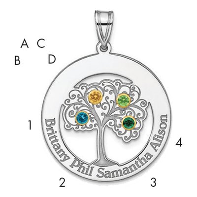 Gold-Plated Sterling Silver Personalized 4-Birthstone Family Pendant