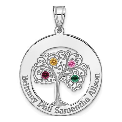 Sterling Silver Personalized 4-Birthstone Family Pendant – view 2