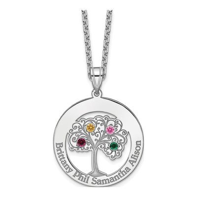 Sterling Silver Personalized 4-Birthstone Family Pendant – view 5