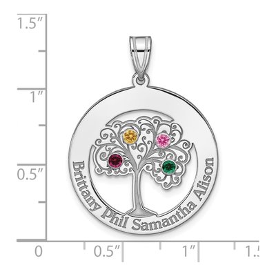 Sterling Silver Personalized 4-Birthstone Family Pendant – view 6