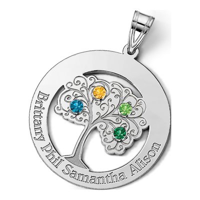 Sterling Silver Personalized 4-Birthstone Family Pendant – view 7