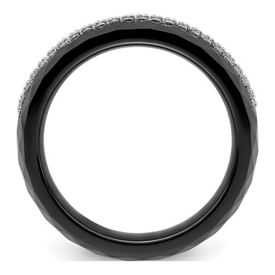 Sterling Silver CZ 23-Stone Micro Pave? Ceramic Wedding Band – view 3