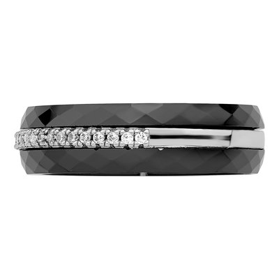 Sterling Silver CZ 23-Stone Micro Pave? Ceramic Wedding Band – view 4