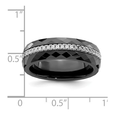 Sterling Silver CZ 23-Stone Micro Pave? Ceramic Wedding Band – view 5