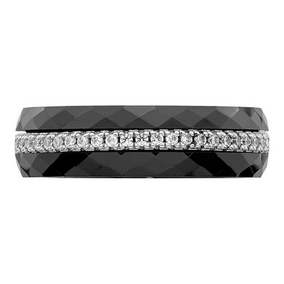 Sterling Silver CZ 23-Stone Micro Pave? Ceramic Wedding Band – view 6