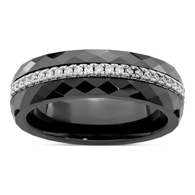 Sterling Silver CZ 23-Stone Micro Pave? Ceramic Wedding Band