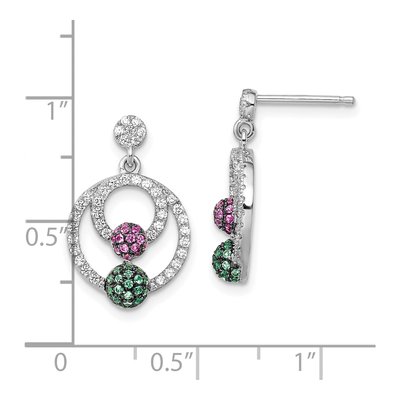 Sterling Silver CZ Pave Circle Dangle Earrings – view 5