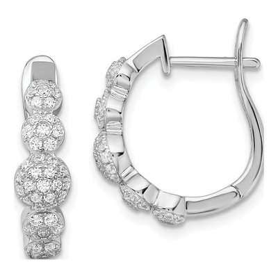 Sterling Silver 20mm CZ Micro Pave Huggie Hoop Earrings