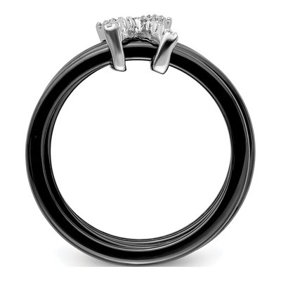 Sterling Silver CZ 17-Stone Micro Pave Ceramic Wedding Band – view 3