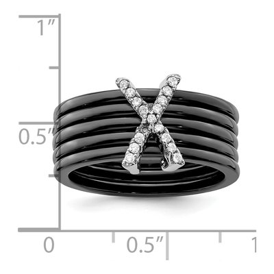 Sterling Silver CZ 17-Stone Micro Pave Ceramic Wedding Band – view 6