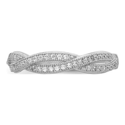 Sterling Silver CZ Criss Cross Pave Ring – view 5
