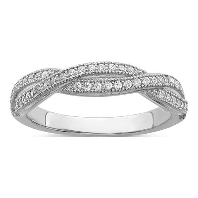 Sterling Silver CZ Criss Cross Pave Ring