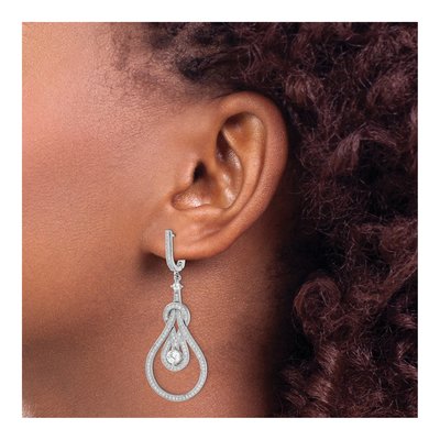 Sterling Silver 54mm CZ Huggie Hoop Earrings – view 4
