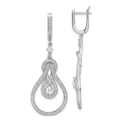 Sterling Silver 54mm CZ Huggie Hoop Earrings