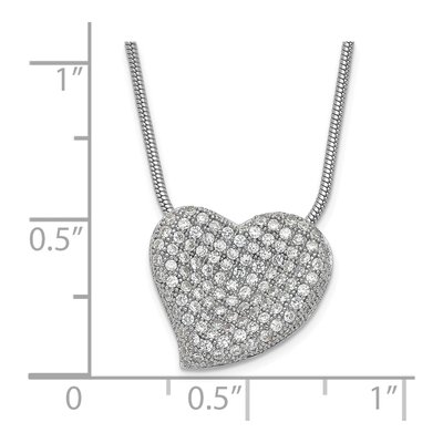 Sterling Silver CZ Pave Heart Pendant Necklace – view 4