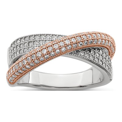 Gold-Plated Sterling Silver CZ 162-Stone Pave Ring