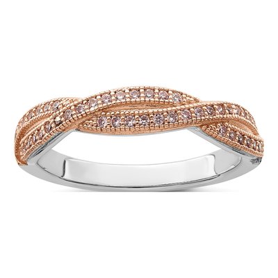 Gold-Plated Sterling Silver CZ Criss Cross Pave Ring