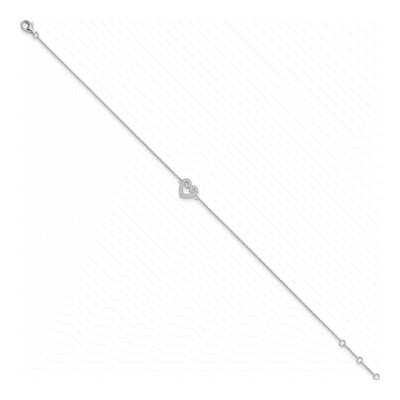 Sterling Silver CZ Pave Heart Anklet – view 2
