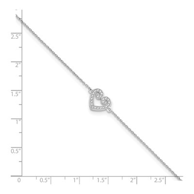 Sterling Silver CZ Pave Heart Anklet – view 3
