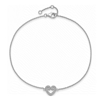 Sterling Silver CZ Pave Heart Anklet – view 4