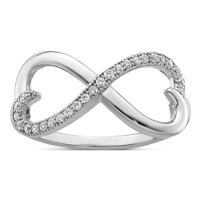 Sterling Silver CZ Pave Heart Ring