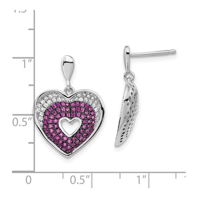 Sterling Silver CZ Clear Heart Dangle Earrings – view 3
