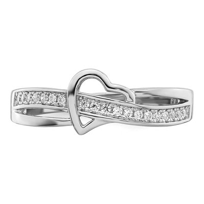Sterling Silver CZ Pave Heart Ring – view 6