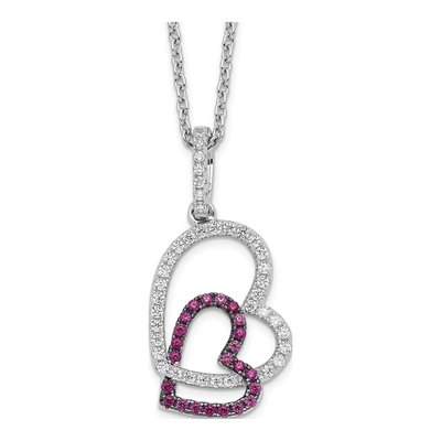 Sterling Silver CZ Pave Heart Pendant Necklace