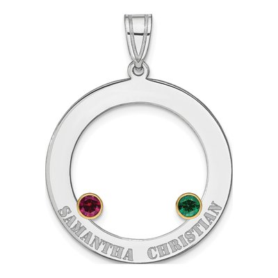 Gold-Plated Sterling Silver Personalized 2-Stone Family Pendant – view 2