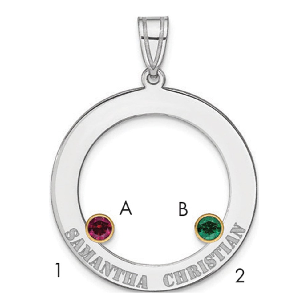 Gold-Plated Sterling Silver Personalized 2-Stone Family Pendant