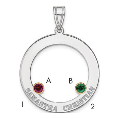 Gold-Plated Sterling Silver Personalized 2-Stone Family Pendant